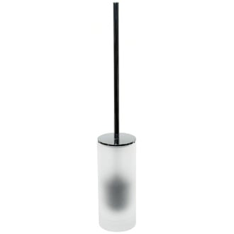White Toilet Brush Holder in Glass and Polished Chrome Steel Gedy TI33-02